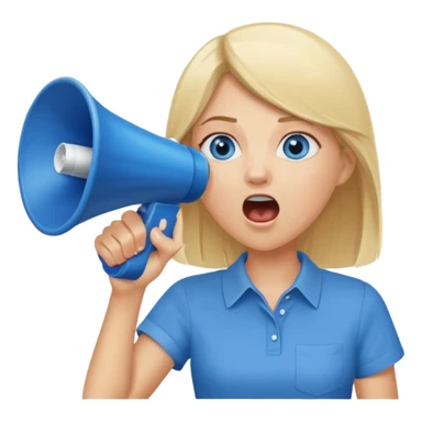  blue eyes blonde girl yelling into megaphone sticker