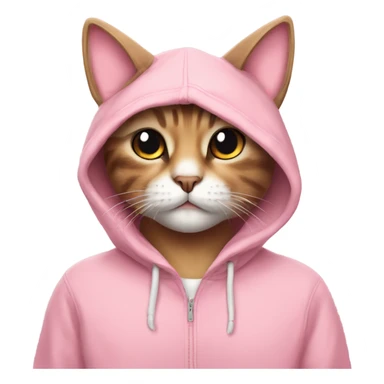 Cat wearing a pik hoodie with maskara and blush sticker