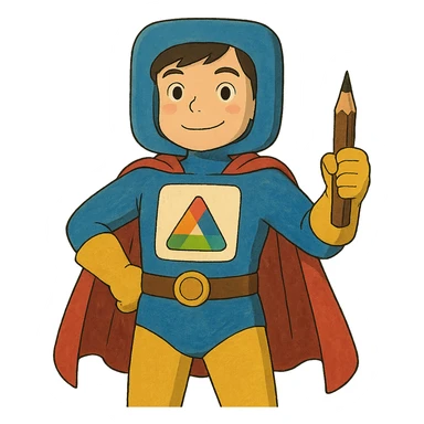 superhero character named Icon with a graphic designer theme sticker