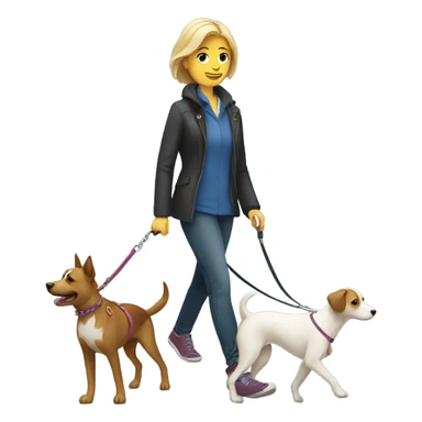 White woman walking a dog  sticker