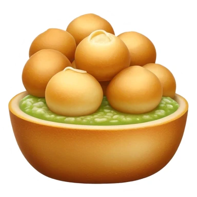 A simple 3D color illustration of a single pani puri, with realistic shading and texture, on a pure white background.

 sticker