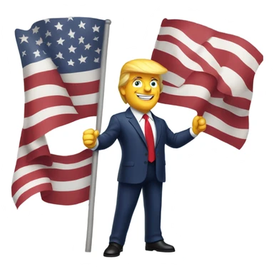 Donald trump holding American flag sticker
