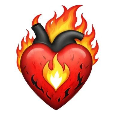 heart with black and red flames sticker