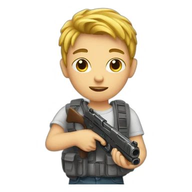 Boy with gun sticker