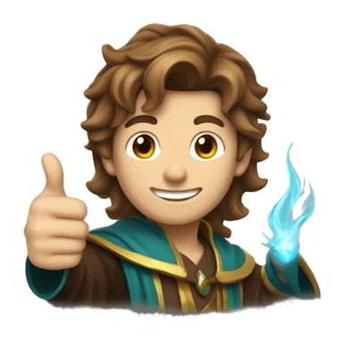 male mage brown hair thumbs up sticker