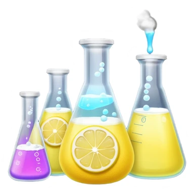 hi-lighters lemon baking soda uv light glowing formula in beaker/ test tube and baking soda in lab sticker