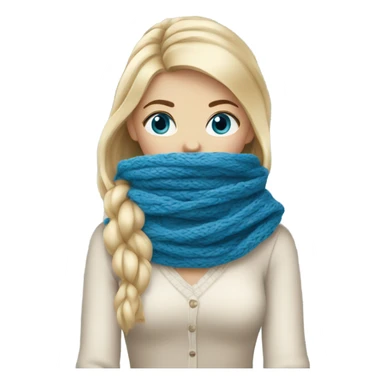 beautiful finnish blonde woman with blue eyes knitting floral scarf sticker