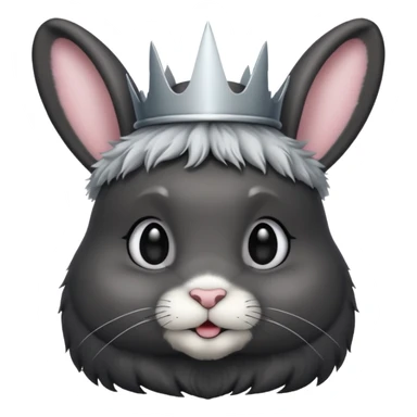 black bunny with silver crown sticker