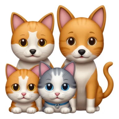 one dog and two cats sticker