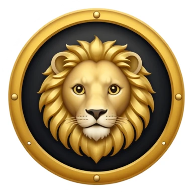 Make a round icon for a paid subscription, black and gold, with the number 4 and a lion. sticker