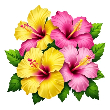 yellow / pink hibiscus bouquet  sticker