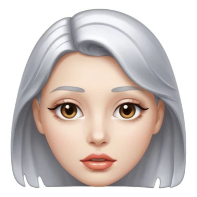 slightly parted lips, silver chrome material, glossy wet shine, seductive aesthetic sticker