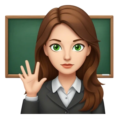Ironic  female teacher with long Brown hair and Green eyes sticker