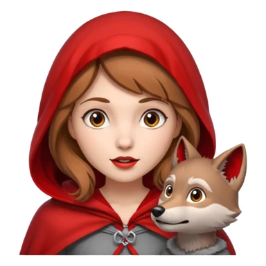 Caperucita roja hablando con el lobo en el bosque sticker