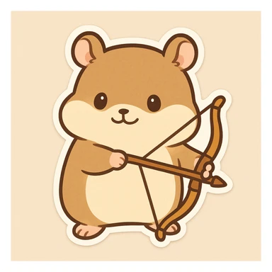 cute hamster holding a bow, full body, simple background sticker