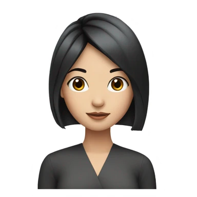 Asian girl with straight black hair, silver earrings  sticker