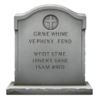 gravestone in cemetery with engraved text sticker
