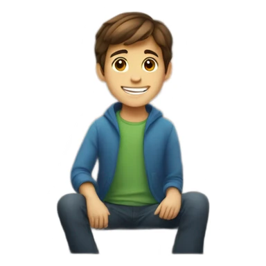 smiling boy in car interior brown hair sticker