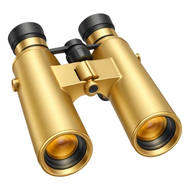 gold binoculars with large lenses simple eye holes and straight shaft and transparent background sticker