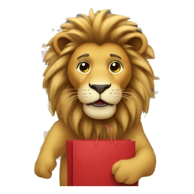 a Lion doing shopping for christmas sticker