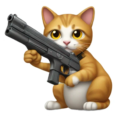 cat holding gun sticker