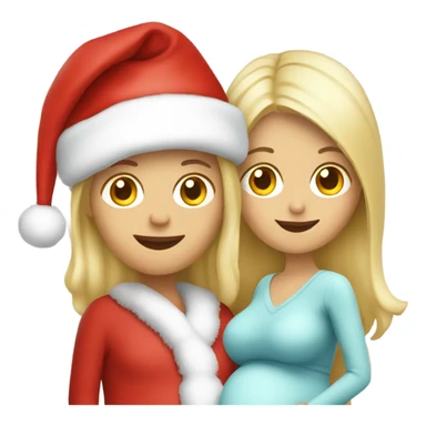 blonde pregnant woman with santa sticker