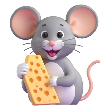Jerry mouse from Tom and Jerry cartoon happily eating cheese sticker