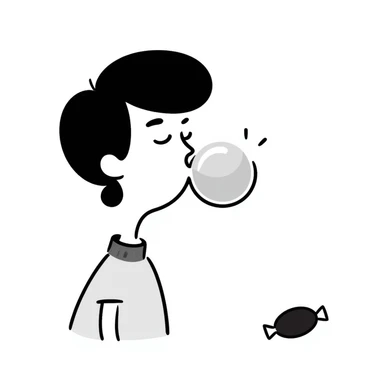 simple hand drawn bubble gum with a bubble being blown sticker