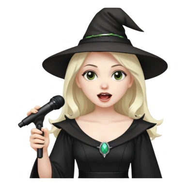 Witch singing with micro, half body sticker
