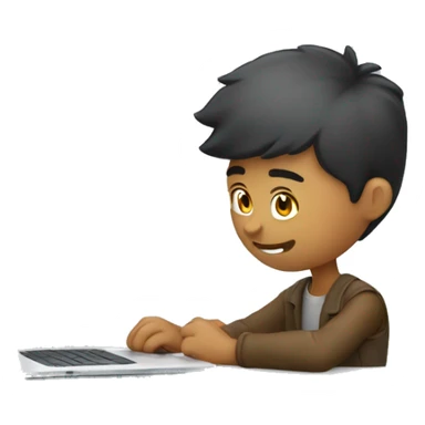 A young man working in laptop. side angle photo sticker