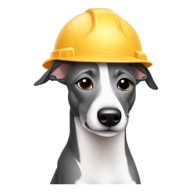 black grey white whippet in construction helmet sticker
