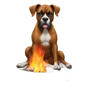 Boxer dog by fire pit  sticker