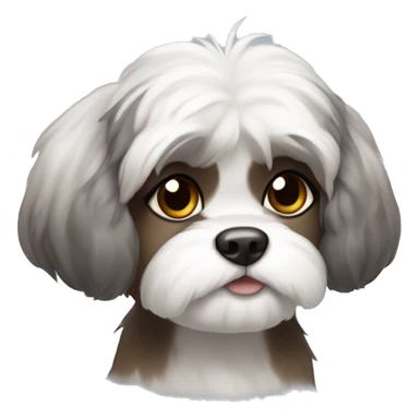 A white Shitzu with brown on her mouth, and a little bit of dark grey fur on her eyes and ears. sticker