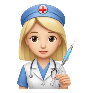 nurse holding vaccination needle sticker