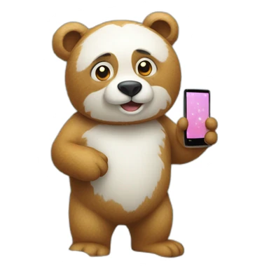 Osito en su nieve con celular sticker