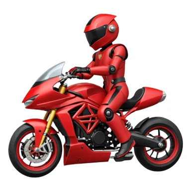 Un robot type bender de Futurama conduisant une mv Agusta 800rr dragster rouge et noir avec un casque et une combinaison de même couleur sticker
