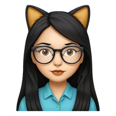 Hispanic woman with long silky hair and glasses dressed as a cat sticker
