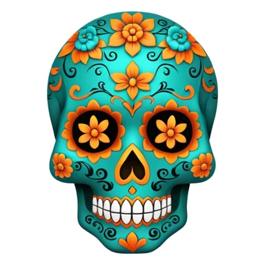 teal and orange sugar skull sticker