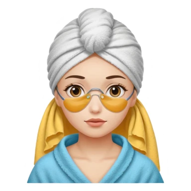 Girl with towel on her head and eye patches on sticker