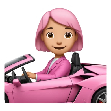 Snoopy in a Lamborghini, the Lamborghini is sideways and Snoopy isn't big, the Lamborghini is pink sticker