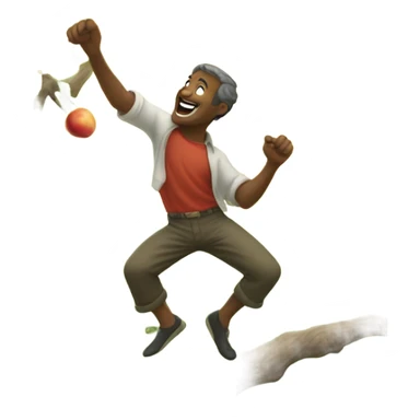 Guy dancing and picking fruit sticker