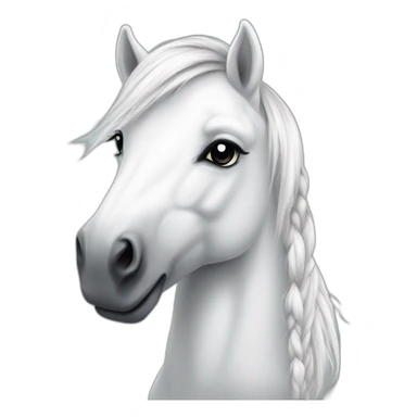Realistic white pony with a braids sticker