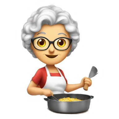 Cute cartoon Italian younger looking grandma cooking in kitchen sticker