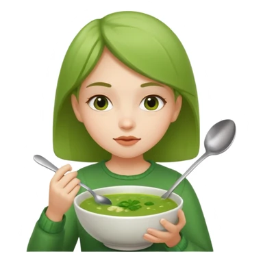 Je veux une fille qui mange une soupe verte sticker