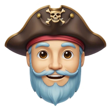 Clash of Clans aesthetic Cheerful Pirate Portrait Emoji, With a bright, confident smile and a relaxed yet adventurous posture, showcasing a stylized, rugged build with a classic pirate hat and a neatly groomed beard, his face in natural skin tone, Simplified yet expressive features, highly detailed, glowing with a soft, luminous maritime radiance, high shine, upbeat and daring, stylized with an air of classic swashbuckler allure, soft glowing outline, capturing the essence of a cheerful pirate ready to chart epic voyages! sticker