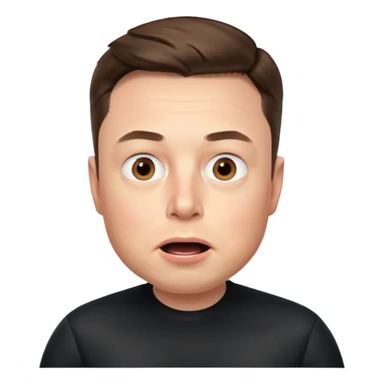 Elon Musk's face in iOS memoji style, surprised expression sticker