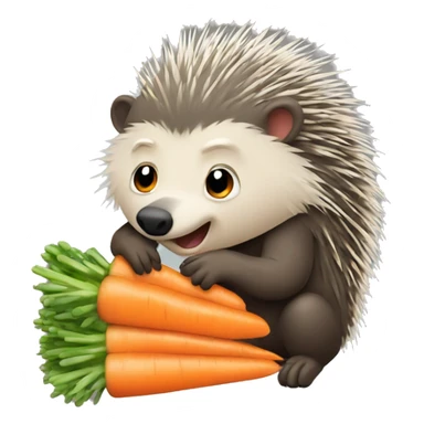 Porcupine eating a carrot  sticker