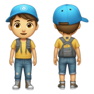 un niño con todo el cuerpo moreno y gorra boleta sticker