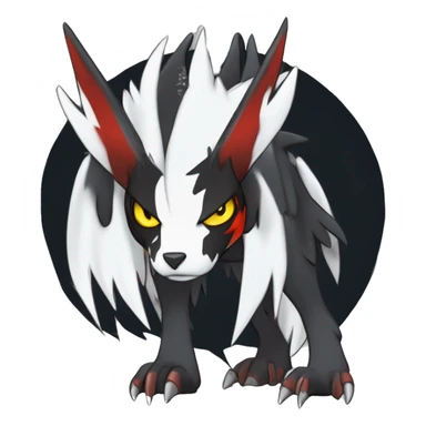 Cool Edgy Absol-Houndoom-Luxray Fakémon Digimon with Red and white Edgy markings, full body, outlined sticker