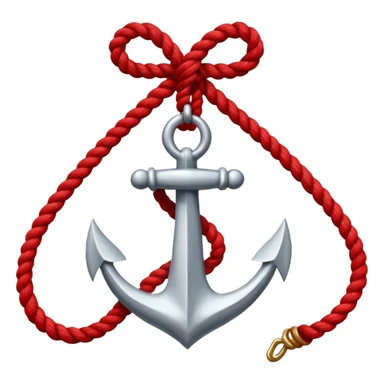 Je veux un emoji encre dans ce style là : ⚓ je veux qu’il représente sentimental par un noeud : 🪢 peut tu me faire l’ancre en argent en gardant la corde rouge  sticker